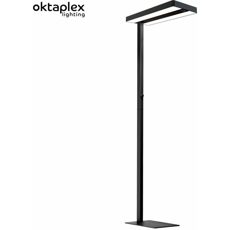 Oktaplex Lighting - LED Stehleuchte Büro LYSE Schwarz 80W mit Sensor | Professionelle Stehlampe dimmbar hell | 4000K Neutralweiß Schwarz