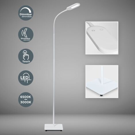 LED Stehleuchte dimmbar Stehlampe schwenkbar Memory & Touch Funktion matt-weiß