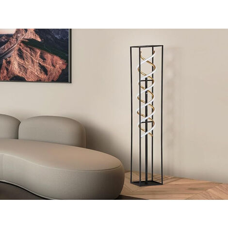 LED Stehleuchte GIAN Schwarz Gold dimmbar, Höhe 135cm