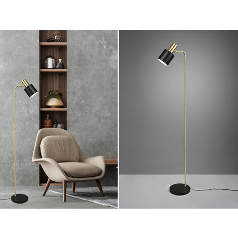 LED Stehleuchte Gold & Metallschirm Schwarz Höhe 154cm