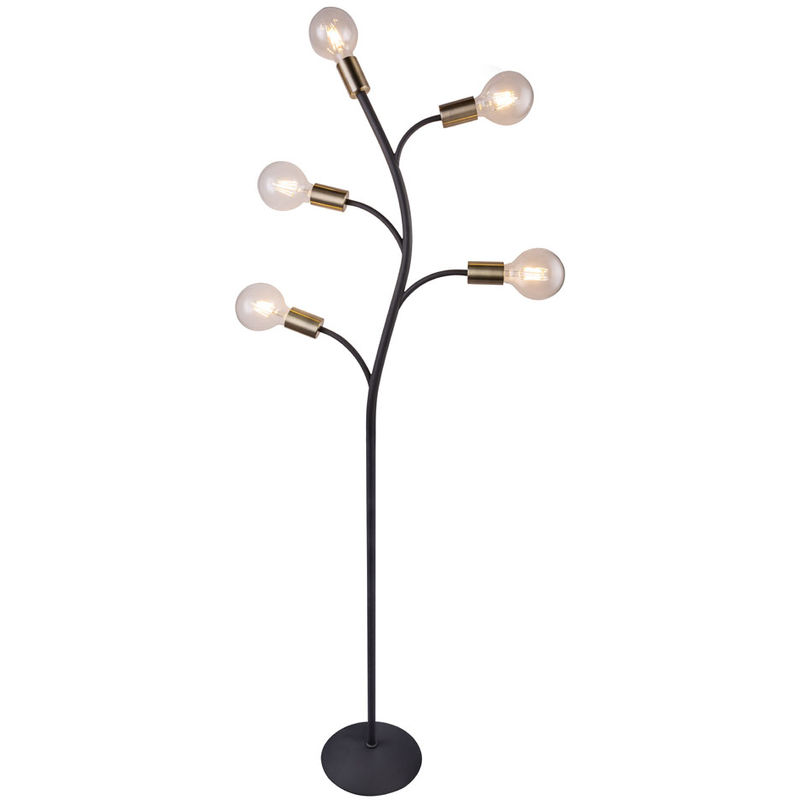 Etc-shop - Retro Stil Steh Lampe Messing Strahler Stand Leuchte schwarz Filament im Set inkl. LED Leuchtmittel
