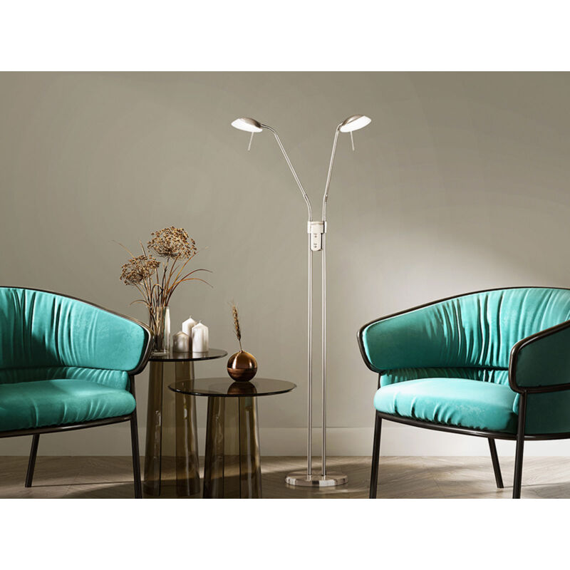 Fischer Led Stehleuchte Pool Silber 2-flammig Dimmbar, Höhe 160cm