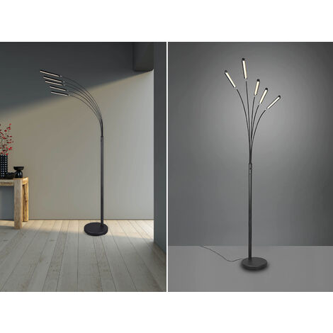 LED Stehleuchte REED 5 Arme Metall Schwarz, dimmbar - 195cm hoch