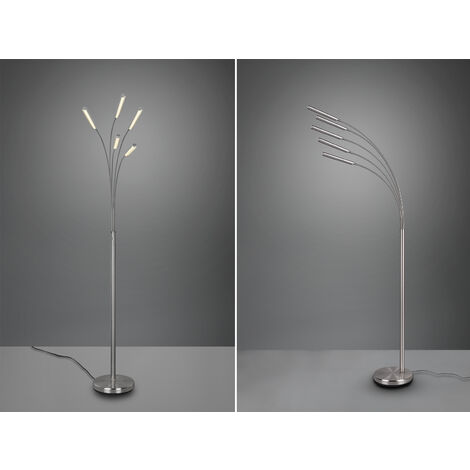 LED Stehleuchte REED 5 Arme Metall Silber, dimmbar - 195cm hoch