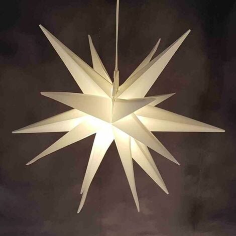 F-H-S INTERNATIONAL LED Stern Kunststoff weiß Ø 35 cm 1 LED warmweiß, Timer 6/18 Stunden, IP44