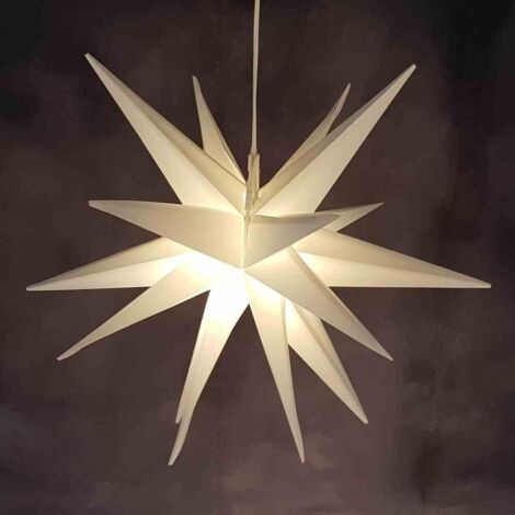 F-H-S INTERNATIONAL LED Stern Kunststoff weiß Ø 35 cm 1 LED warmweiß, Timer 6/18 Stunden, IP44