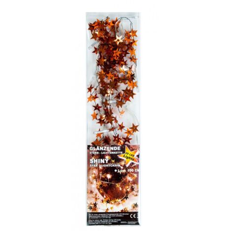 LED Sternen Lichterkette 1m in Gold oder Kupfer - kupfer