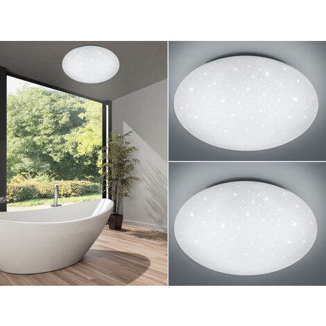 LED Sternenhimmel Deckenleuchte 2er Set Weiß IP44 Badlampen, Ø 37cm