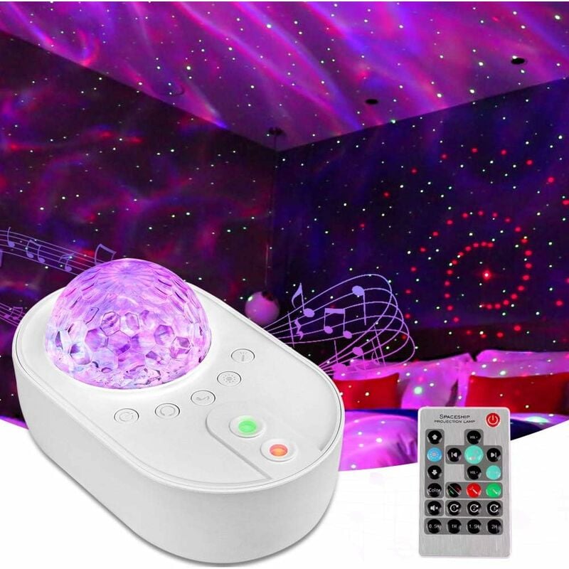 Veilleuse pour enfants, Veilleuse Projecteur de Ciel Étoilé à LED, Lampe Projection des Ondes Océaniques et Galaxie avec Lumières en Couleurs,