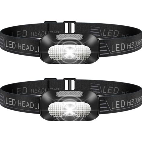 LED-Stirnlampe, 2er-Pack, leichte, USB-aufladbare Stirnlampe, leistungsstarke, wasserdichte Stirnlampe für Camping