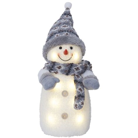 LED-Stoff-Figur "Joylight", Schneemann, grau 38 cm