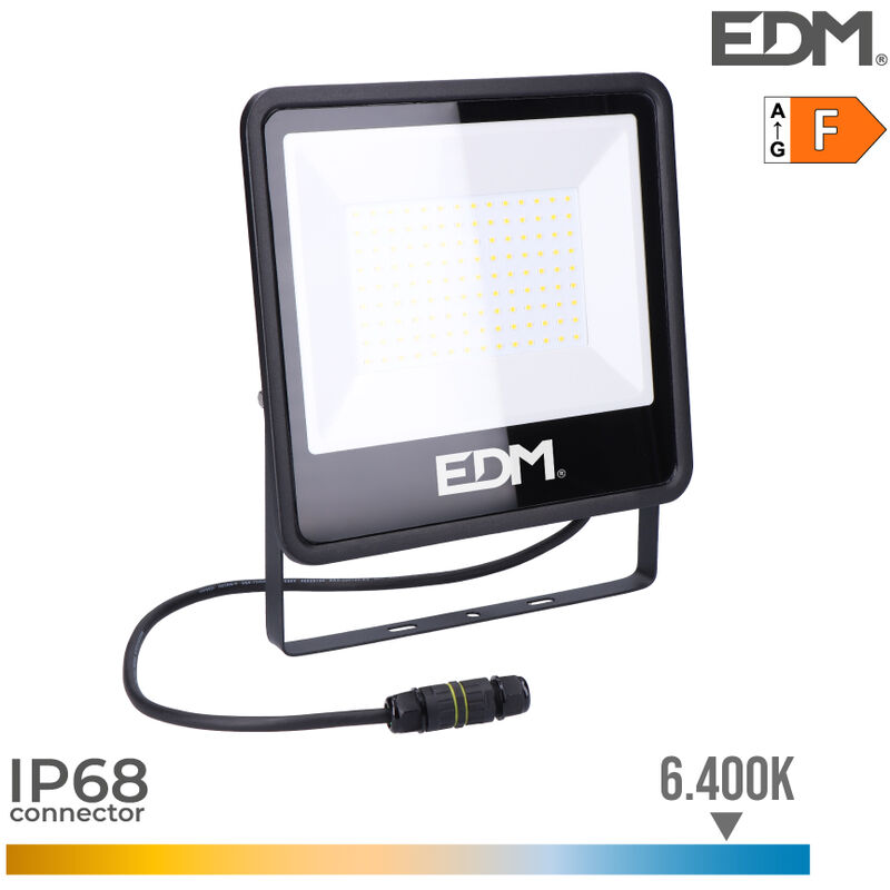 LED-Strahler 100 W 8200 lm 6400 K Kaltlicht schwarze Serie 24,6 x 22,8 x 2,9 cm
