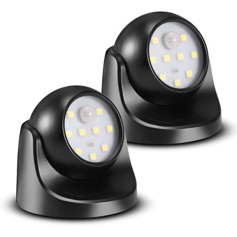 JUSCH LED-Strahler mit Bewegungssensor, 2 kabellose LED-Flutlichteinheiten, 150 Lumen, abnehmbare Kugel, 360-Grad-Drehung und Neigung