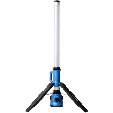 LED Strahlersäule Lichtsäule Arbeitsstrahler AKKU Alu Gelb Hybrid IP54 H 100 cm