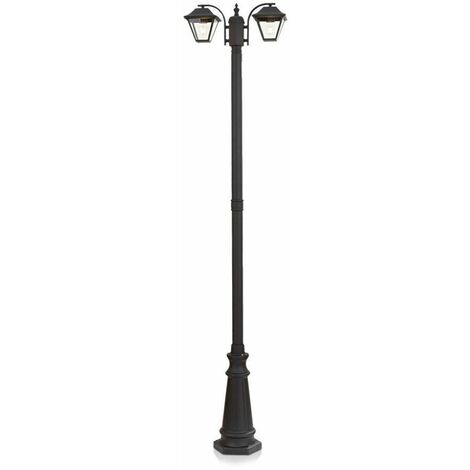 LED-Straßenleuchte mit doppelter Lampenhalterung 2E27 Farbe Mattschwarz h: 228cm IP44
