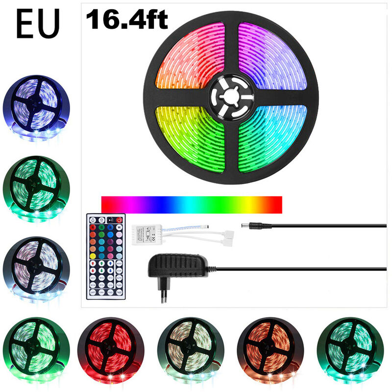 Asupermall - LED-Streifen, 16.4ft 5m RGB LED-Lichtstreifen 5050 LED-Lichtbander, Farbwechsel-LED-Streifen mit Fernbedienung fur die Beleuchtung zu