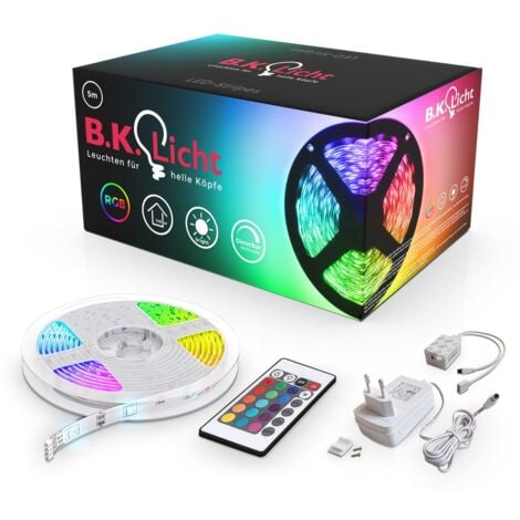 LED Streifen 5 m - dimmbar, Fernbedienung, Farbwechsel, kürzbar, RGB