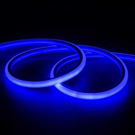LED-Streifen Neon 7.5 W/m Dimmbar 220V AC 120 LED/m Halbrund 180º Blau IP67 nach Mass Schnitt alle 100cm 1 m