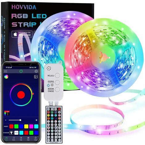 LED Strip, APP Controlled, 15M Bluetooth RGB LED Strip 12V, IR Remote and Controller, 16 Million Colors, 28 Style Modes, Timing Mode [Energy Class A+++]