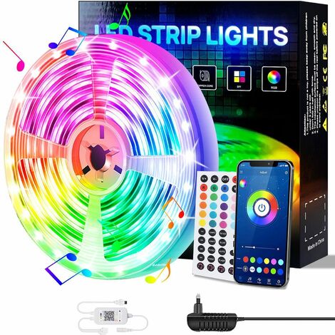 LED Strip, Bluetooth / Wifi RGB LED Strip, Changement de couleur LED Guirlande lumineuse 10M avec Controlable via App, 16 millions de couleurs, Telecommande, Sync avec musique, Bande LED pour chambre