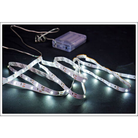 LED Stripe mit 30 LED in kalt weiß - 100 cm - LED Streifen mit selbstklebender Rückseite