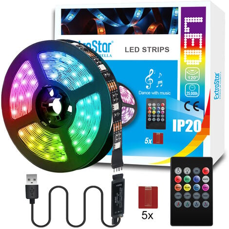 Lepro 10M LED Strip Lights with Remote, 5050 RGB Colour Changing, Plug and  Play, Stick-on LED Light for Bedroom, Kitchen, Bar Decoration (2 x 5 Metres)