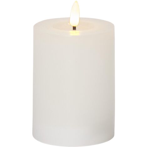 LED Stumpenkerze Flamme Flow, Wachs, Weiß, 12,5cm