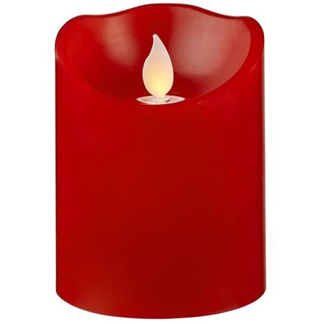 LED Stumpenkerze ,M-Twinkle' aus Echtwachs, Batterie und Timer, rot, 10cm