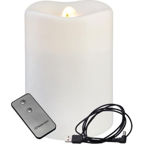 LED Stumpenkerze ,Water Candle', mit Springbrunnen, Fernbedienung, USB, H 14cm