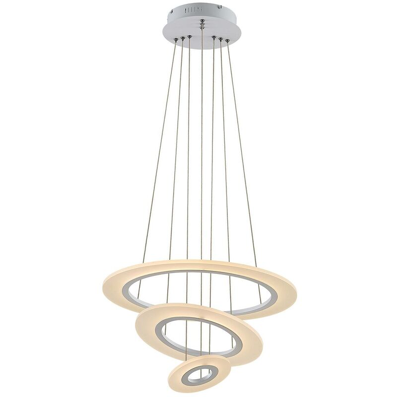 LED Suspension à intensité variable 'Amisu' en métal pour salon & salle à manger - blanc mat