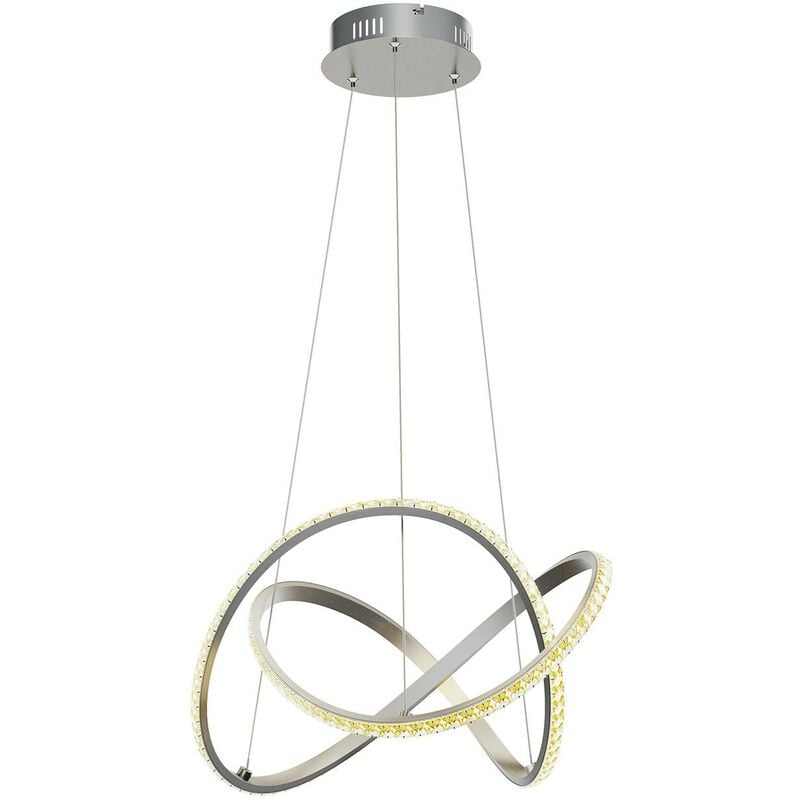 Lindby - LED Suspension à intensité variable 'Criostal' en aluminium pour salon & salle à manger - aluminium, transparent