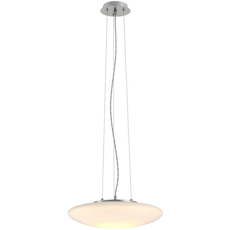 Lindby - LED Suspension en verre à intensité variable 'Gunda' en verre pour salon & salle à manger - blanc opale, nickel satiné, chromé