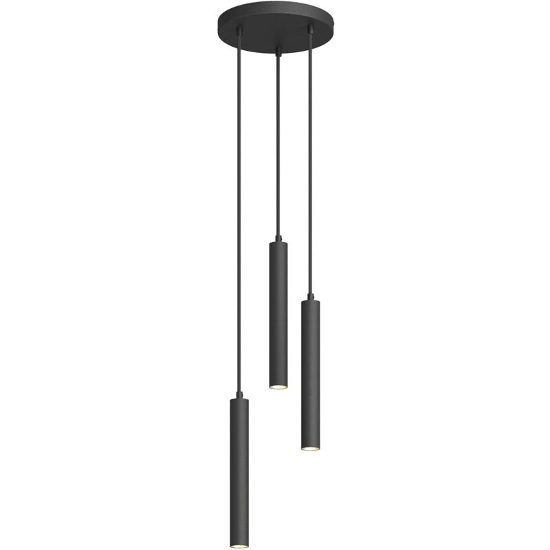 LED Suspension 'Franka' en aluminium pour salon & salle à manger - noir (RAL 9005)