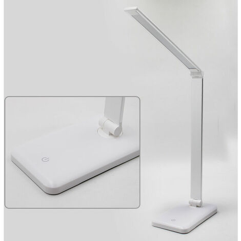 LED Table Lamp Dimmable Table Lamp Reading Lamp with USB Charging Port, 5 Lighting Modes, Sensitive Control, 30/60 Minutes Auto Off Timer, Considerate Desk Lamp, Silver Color