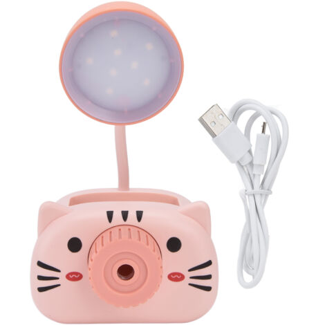 LED Table Lamp Folding Eye Protection Reading Light with Pen Holder Pencil Sharpener USB ChargingPink