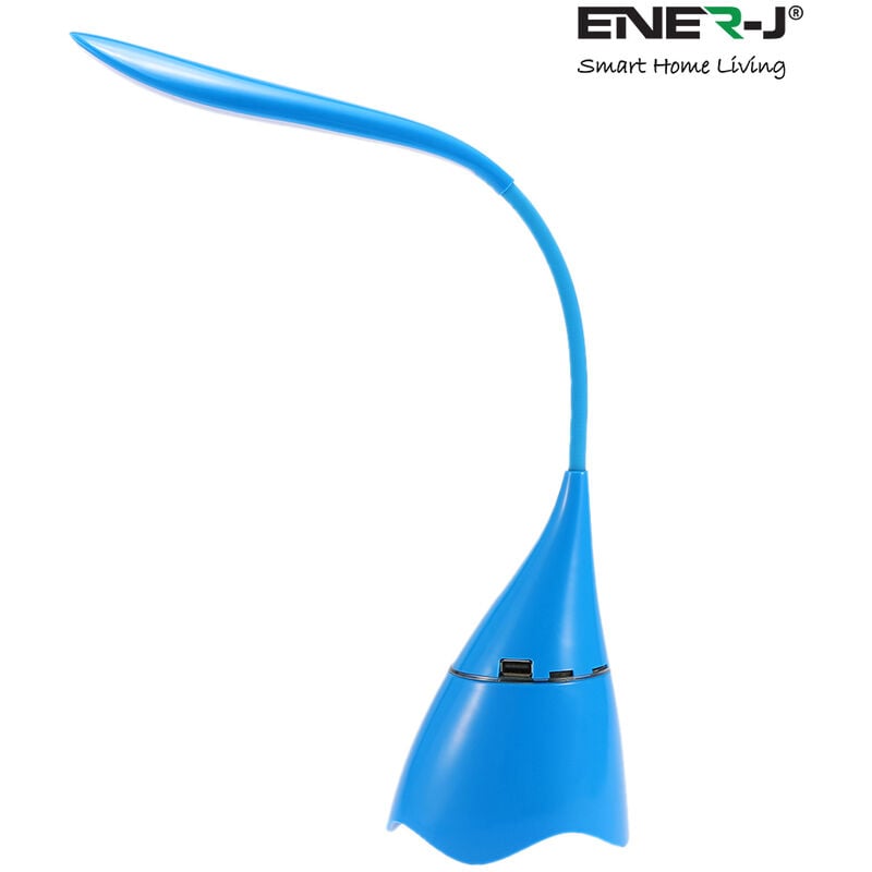 Creative & Elegant Swan Shape Flexible LED Bedside Desk Lamp with Bluetooth Speaker -Cordless Rechargeable Touch Control, Blue Colour