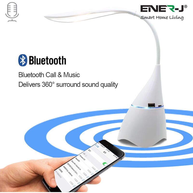 Creative & Elegant Swan Shape Flexible LED Bedside Desk Lamp with Bluetooth Speaker -Cordless Rechargeable Touch Control, WHITE Colour