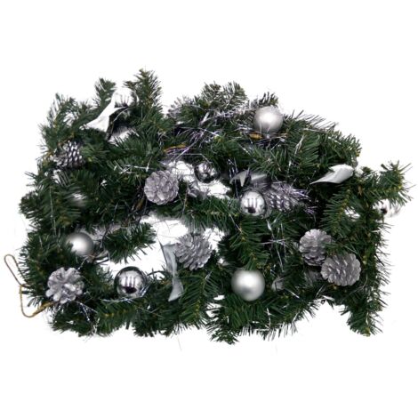 LED Tannengirlande 270cm Weihnachtsdeko Weihnachtsgirlande Girlande Türgirlande warmweiß - silber