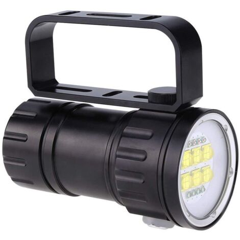 LED-Taschenlampe für Fotografie, nachfüllbare Unterwasserleuchte, 80 m Leuchtweite mit Halterung, rotes und blaues Licht, 28800 Lumen
