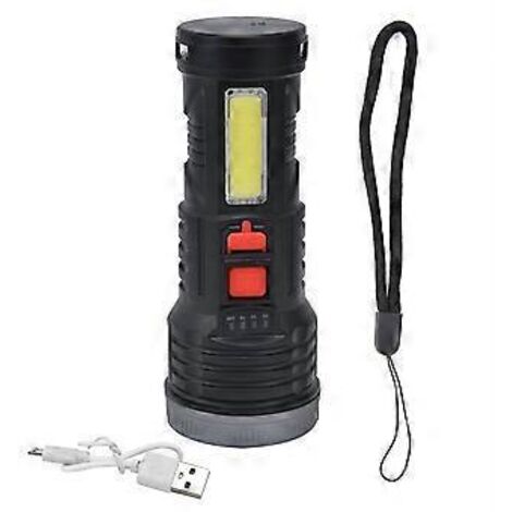 LED-Taschenlampe mit COB-Seitenlicht, USB-Ladefunktion, ultrahelle, tragbare elektrische Taschenlampe für den Außenbereich