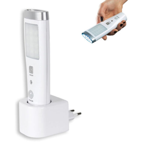 LED-Taschenlampe, Notfall-Sensor-Taschenlampe, Bewegungsmelder-Taschenlampe, 60°-Erfassungswinkel, 15 LEDs, wiederaufladbarer Akku, weiß.