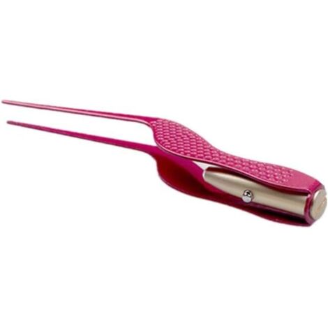 LED-Taschenlampe, Ohrpinzette, spitze Pinzette, multifunktionale Pinzette mit Blinklicht, professionelle Pinzette, Rosenrot