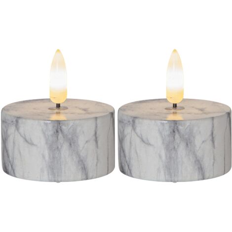 LED-Teelichte 'Flamme Marble', 2er Set,