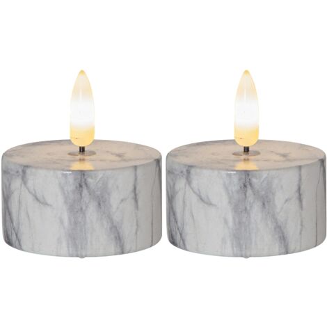 LED-Teelichte 'Flamme Marble', 2er Set,