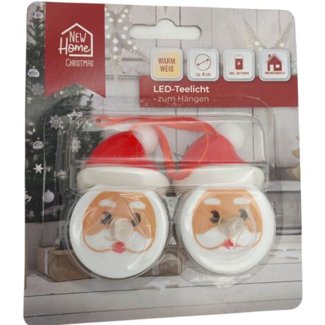 LED Teelichter Weihnachtsmann 2er Set Kerzen Tisch Dekoration