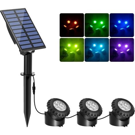 KINSI Led Teich Solarlampen, 6 Farben, Wasserdicht IP68,Automatische Ein/Ausschaltung, Solarleuchten für Teich,Garten（3 in 1）.