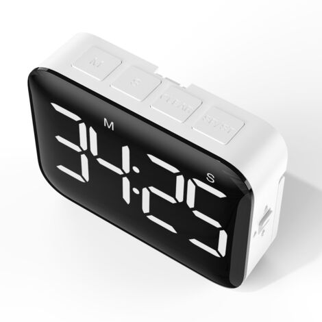 LED-Timer für die Küche, großes hinterleuchtetes Display, LED-Spiegel, positiver und negativer Timer bis zu 100 Minuten, batteriebetrieben (Batterien nicht im Lieferumfang enthalten)
