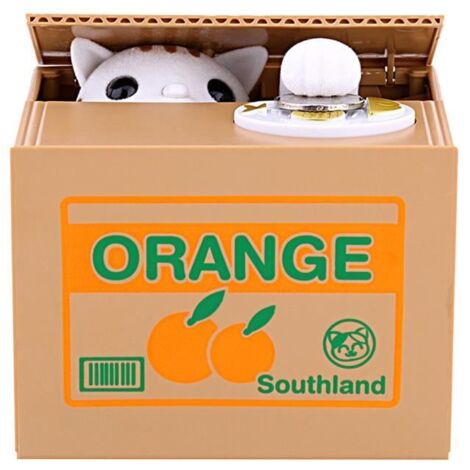 LED Tirelire chat - Pour enfant - 12x10.5x9.8cm