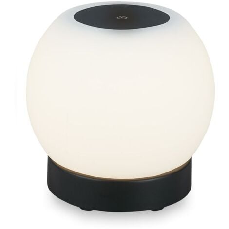 LED Tischlampe Akku Dimmbar Glas Kabellos Touch 3W schwarz Ø16cm Briloner