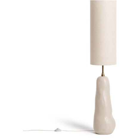 LEDKIA LED Tischlampe aus Keramik und Stoff Bryony Taupe